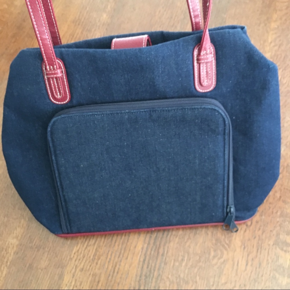 🔴 Blue Denim with Red Handles Bag - Picture 3 of 7